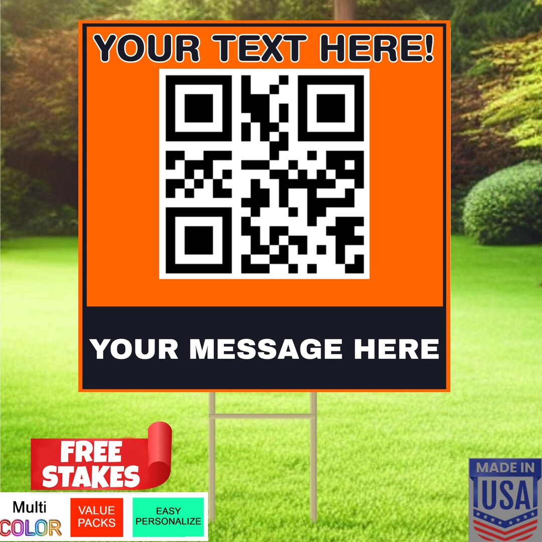 10-pack PERSONALIZED QR Code Yard Signs – Custom Text & Website/phone ...