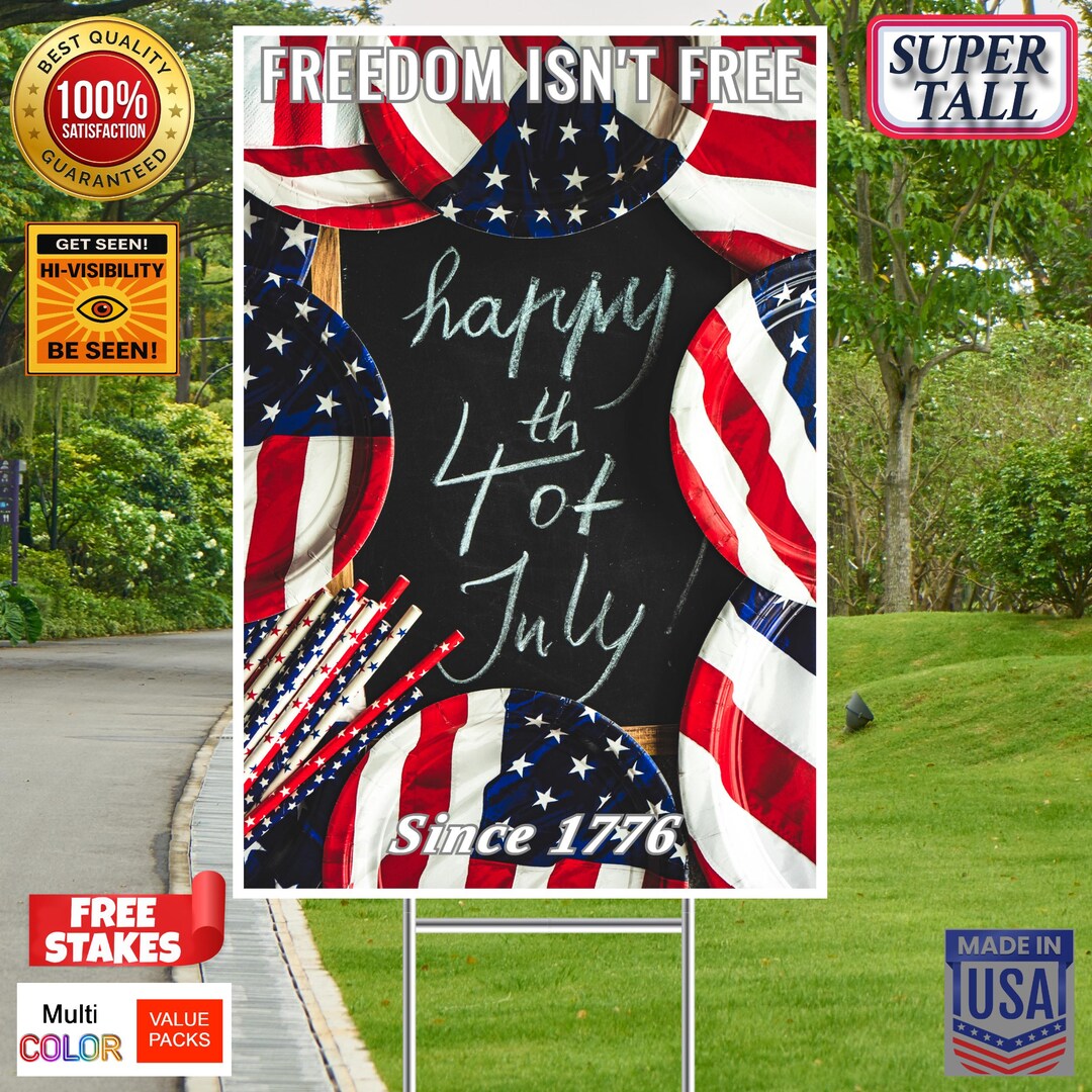 INDEPENDENCE DAY 4th July - Super Tall Yard Signs - 2 Pack 12x18 ...
