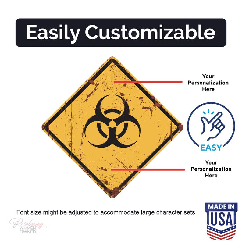 CUSTOM PERSONALIZED Bio-hazard Zone Warning - Aluminum Sign – Vintage ...