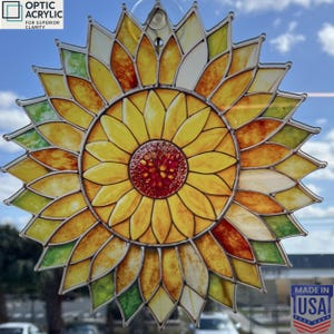 PETALS Of LIGHT Stained Glass Style Suncatcher – Crystal-Clear Panel – Made in USA
