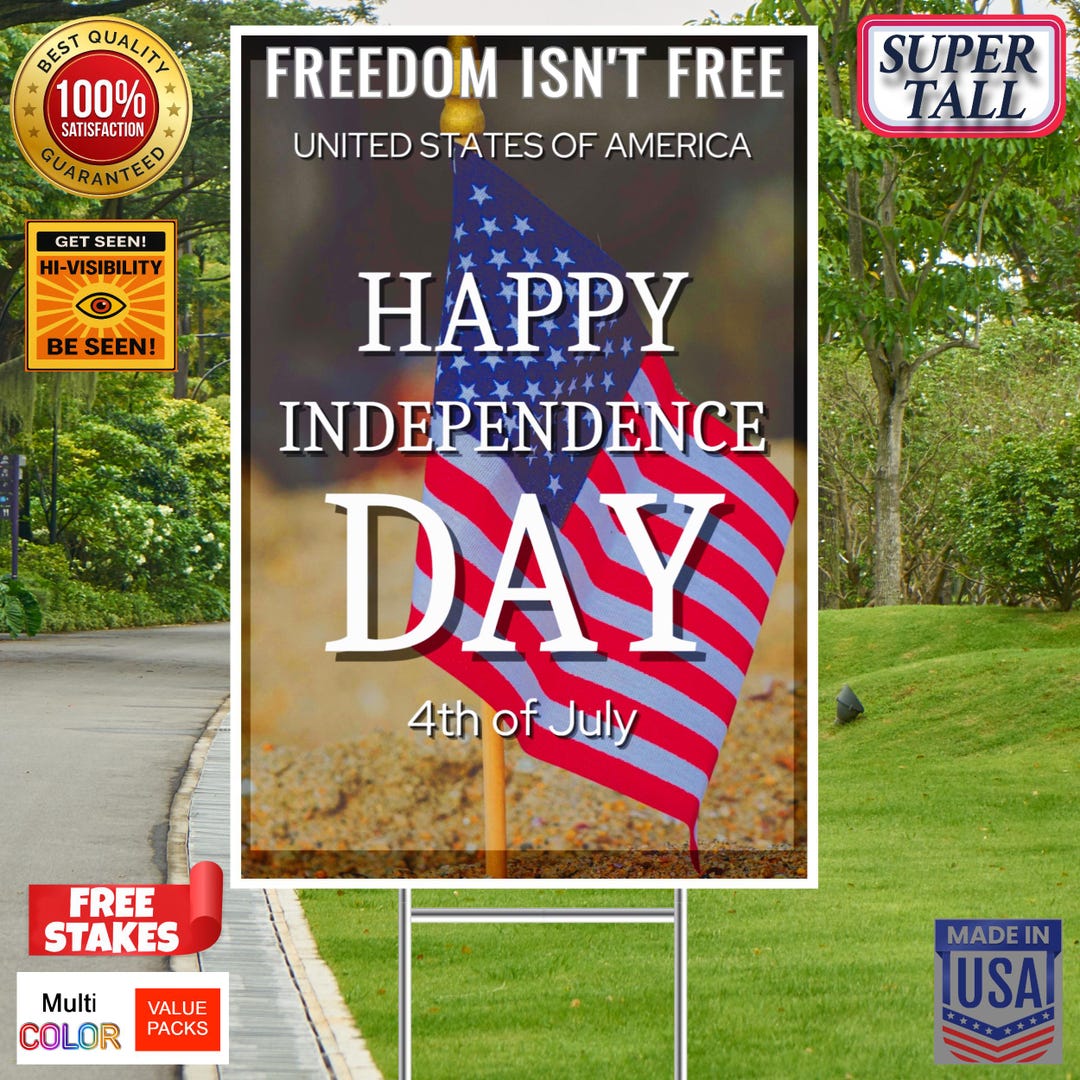 INDEPENDENCE DAY 4th July - Super Tall Yard Signs - 2 Pack 12x18 ...