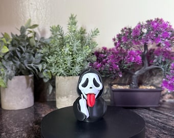 Parody Ghost Mask Figurine Tongue Out | 3D Printed Horror Comedy Collectible | Funny Scary Movie Statue | Geeky Halloween Fan Gift