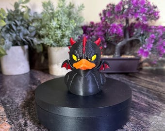 Fire-Breathing Dragon Duck – Fantasy Black Dragon-Inspired 3D Printed Collectible | Fierce Mythical Creature Gift