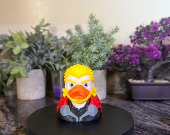 Thunder Warrior-Inspired 3D Printed Duck – Hand-Painted Viking Hero Duck Figurine | Norse Mythology Super Duck Collectible Gift
