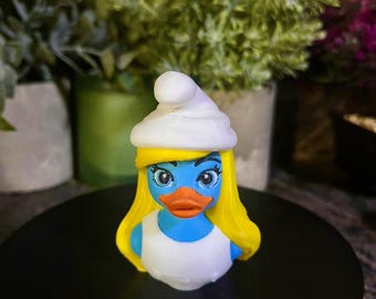 Blue Forest Girl-Inspired 3D Printed Duck –  Cartoon Duck Collectible | Cute Fantasy Gift for Fans & Collectors-  ORANGE BEAK Hand Painted