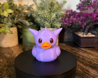 Ghostly Grin-Inspired 3D Printed and Hand-Painted Duck – Spooky Purple Spirit Collectible | Anime Gamer Gift & Kawaii Decor