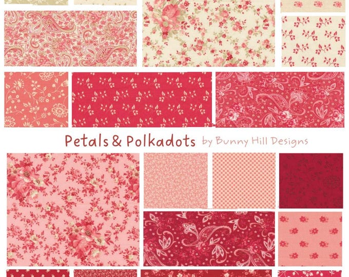 Petals and Polka Dots Fabric by Bunny Hills Design • Moda Fabrics • Fat Eighths • Fat Quarters • Half Yard Bundle, 20 Pieces Select a Bundle