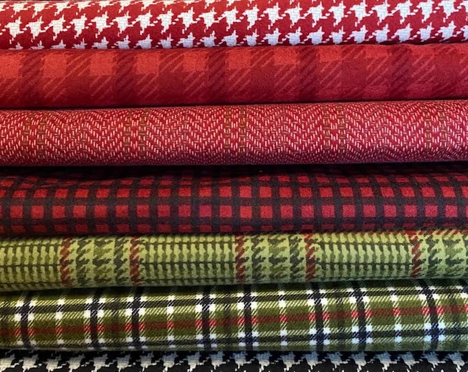 FLANNEL Yuletide Gatherings by Primitive Gatherings for MODA Christmas fabric bundle - 8 pieces, 5 yards total