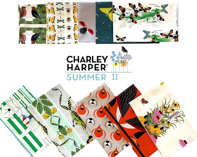 Charley Harper SUMMER VOL.2  - GOTS certified organic cotton fabric bundle, 10 fat quarters