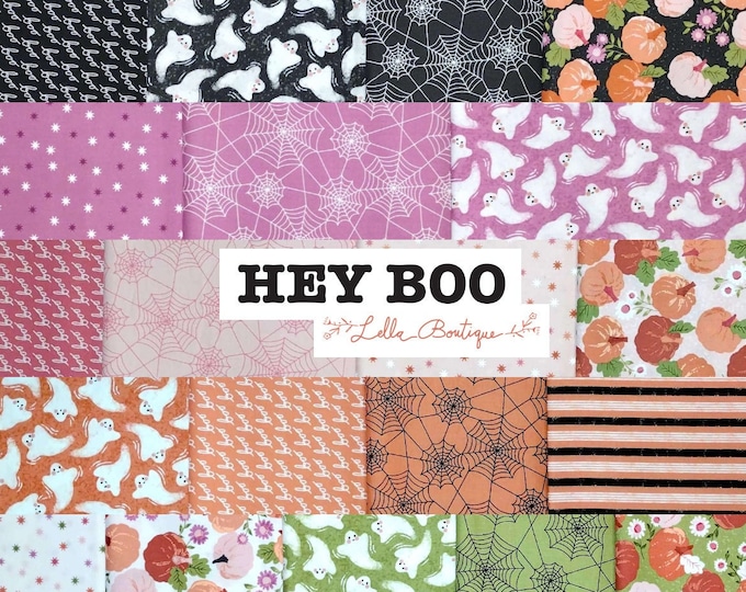 Lella Boutique HEY BOO Halloween Fall cotton fabric bundle - 20 pieces