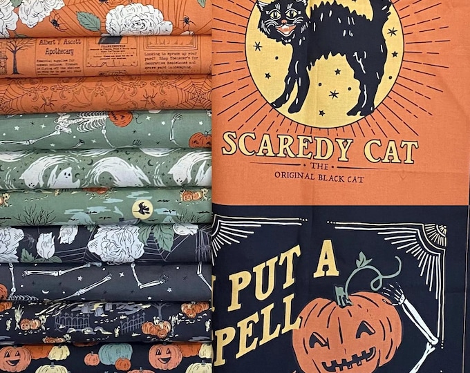 Home Sweet Haunt by Stacy Iest Hsu for Moda Fabrics, Halloween Fabric bundle - 20 pieces + Panel (9 squares)