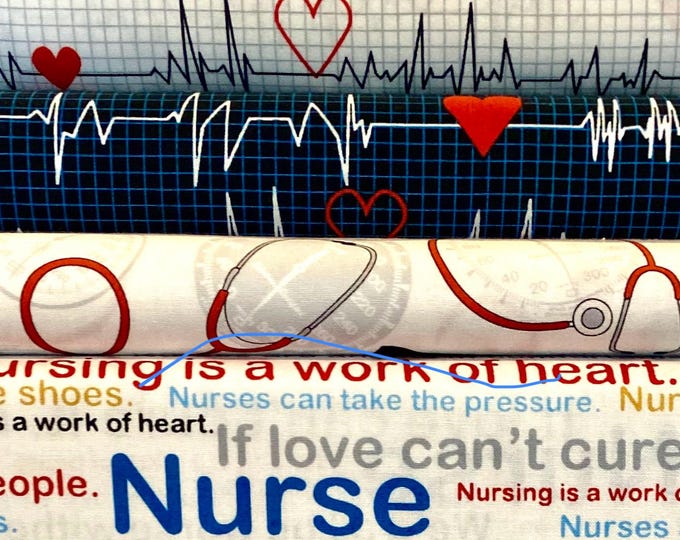 Calling All Nurses - cotton fabric bundle healthcare heroes - 4 pieces half yard cuts