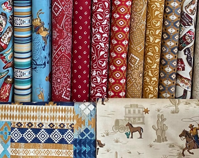 Saddle Ranch by Moda Fabrics, Southwest Rodeo Westward - quilting cotton fabric bundle, 22 pieces