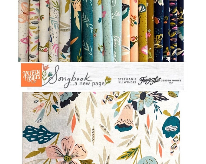 Songbook A New Page by Stephanie Sliwinski for Moda Fabrics ~ quilting cotton bundle, 18 fat quarters