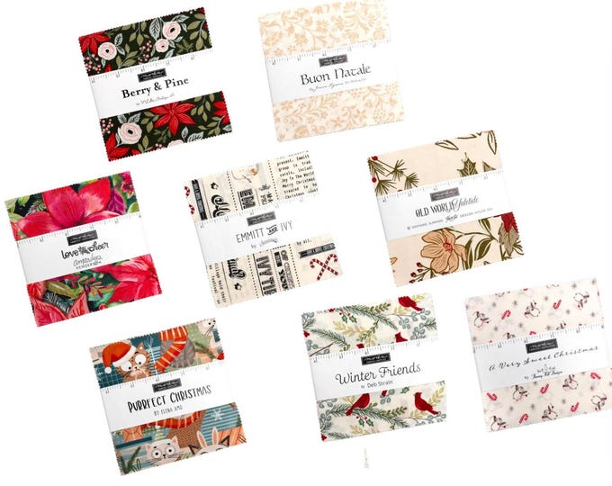 Moda Fabrics Christmas 2025 CHARM PACK- Precuts 5-inch squares, 42 Pieces