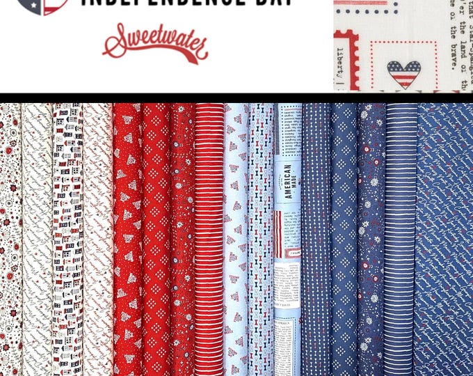 Independence Day Fabric Bundle by Sweetwater for Moda - Patriotic Americana Quilt Cotton, Choose Cuts Option