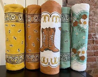 Ponderosa 16" Toweling Cowboy Western Retro Kitchen Toweling Fabric by the yard - Vintage Inspired Farmhouse Ranch