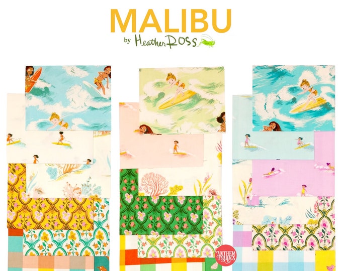 Malibu by Heather Ross, quilting cotton fabric bundle, fat quarters - select a bundle
