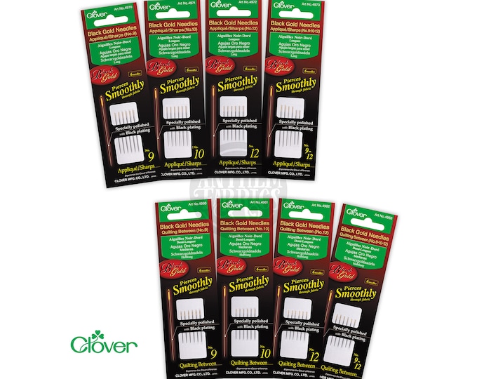 Clover Japan Black Gold Needles  for Applique or Quilting - Assorted Sizes