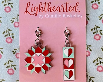Lighthearted Zipper Pull Charms by Camille Roskelley - TB133 Stars & Hearts pair