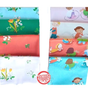 Kinder Heather Ross, fat quarters quilting cotton fabric bundle - choose Kindergarten class or floral Spring Blooms
