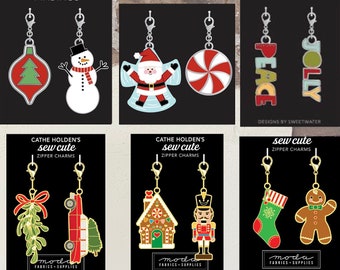 Christmas Zipper pull Charm - April Rosenthal, Cathe Holden, Sweetwater - select a set
