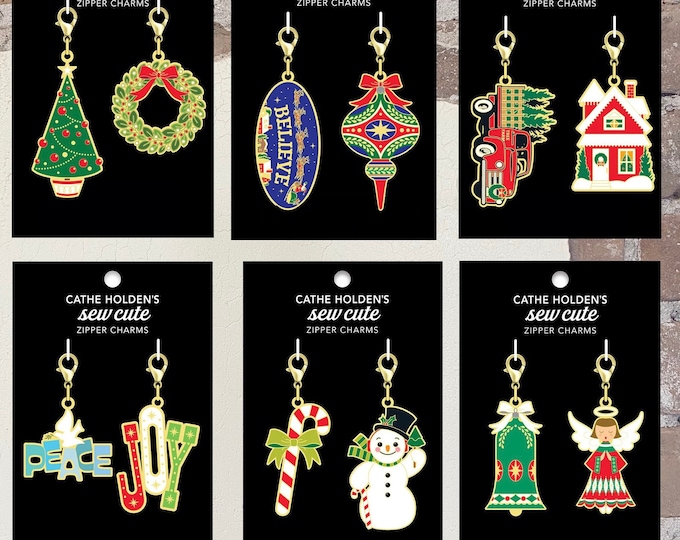 Christmas Edition Cathe Holden Zipper Pull Enamel Charm Christmas 2-PC SET