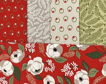 Christmas Eve by Lella Boutique for Moda Fabrics - fabric bundle HALF-YARDS, 5 pieces