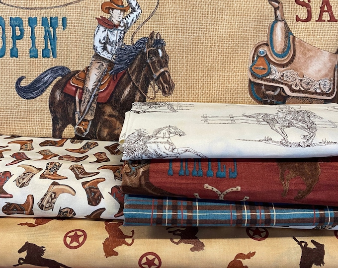 Home on the Range by Deb Strain for Moda ~ Cotton fabric Bundle, REMNANTS 6 pieces plus 1 panel