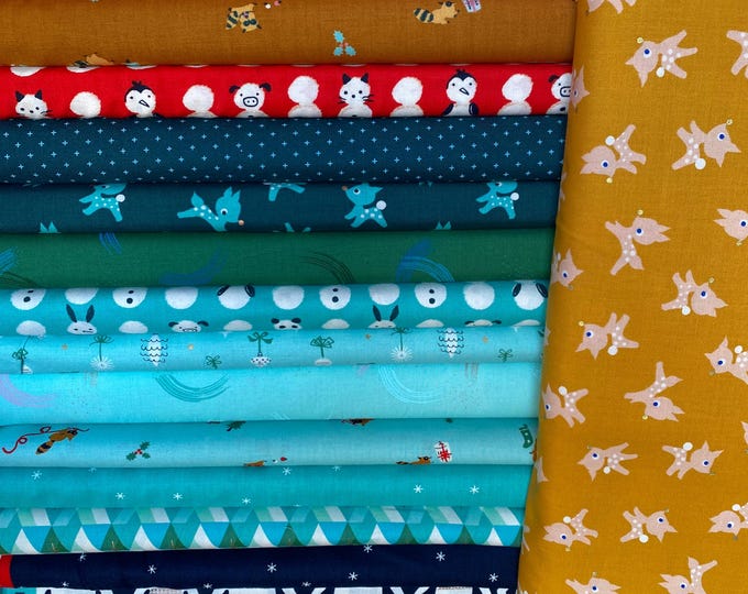 Jolly Darlings and Jolly Basics by Ruby Star Society for Moda Fabrics - Winter Christmas fabric bundle, 17 pieces