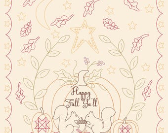 Pumpkin Spice Gathering Panel Multi 49300 11, by Lisa Bongean of Primitive Gatherings for Moda Fabrics, 35"x42" PANEL