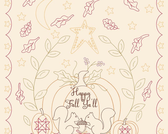 Pumpkin Spice Gathering Panel Multi 49300 11, by Lisa Bongean of Primitive Gatherings for Moda Fabrics, 35"x42" PANEL