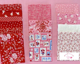 Be Mine Valentine by Stacey Iest Hsu for Moda Fabrics -Quilting cotton Fabric Bundle set BM14RP - FAT QUARTERS 13 prints + 1 solid
