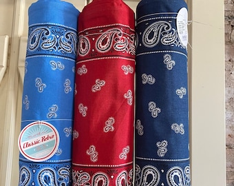 Americana 16" Classic RetroToweling Fabric Vintage Inspired - 16” Wide, Bandanna Paisleys pattern, by the yard