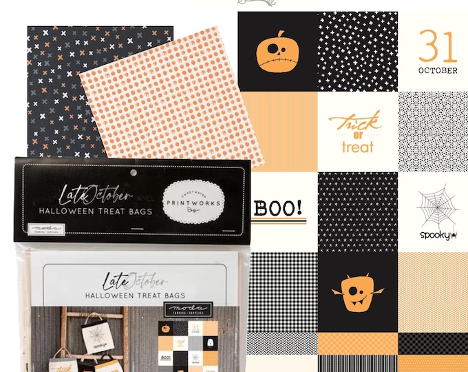 Late October by Sweetwater Printworks for Moda Fabrics, Fabric Bundle - Panel 36"x54" Cotton Canvas M55598 + 2 coordinates (1 yard each)