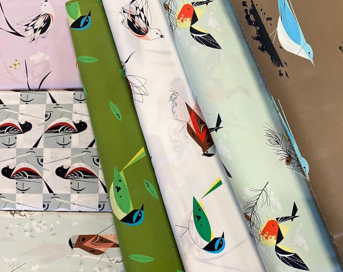 Charley Harper 7 Pieces Western Birds, Organic cotton Bundle - by Birch Fabrics