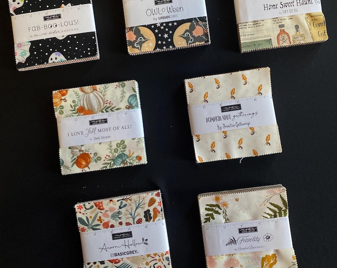 Charm Pack Moda Fabrics - Fall Harvest Halloween, Precut 5" squares, 42 pieces, select an option