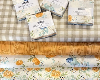 Harvest Wishes by Deb Strain for Moda Fabrics, fabric bundle: 5 half-yard cuts + 4 Mini Charms (2.5" squares)