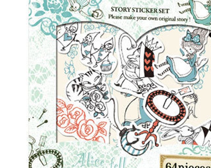 Alice in Wonderland Sticker Pack, 64 Pieces - by Shinzi Katoh