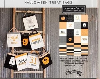 DIY Halloween Panel Cotton Canvas by Sweetwater Printworks for Moda Fabrics, 36"x54" Late October M55598-11P makes 8 treat bags