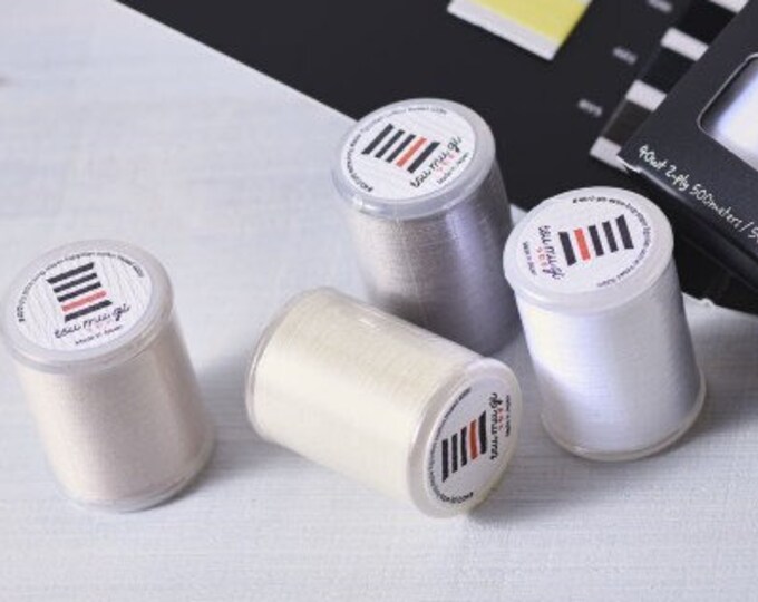 Boxed 4 spools COSMO 40wt 2 ply 100% extra-long staple Egyptian Cotton Thread, Essential Colors Neutral Basics Pack - White, beige, grey