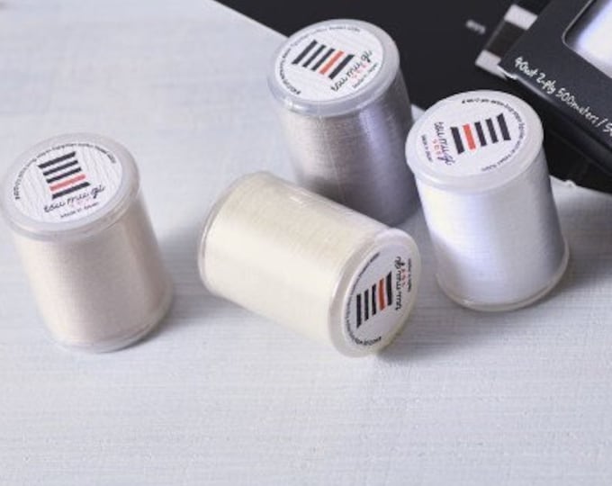 SALE Boxed 4 spools COSMO 40wt 2 ply 100% extra-long staple Egyptian Cotton Thread, Neutral Basics Pack - White, beige, grey