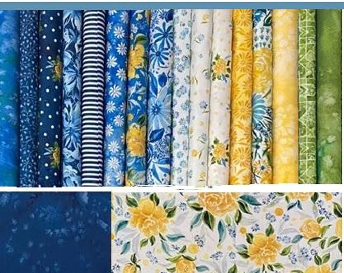 Sunshine & Blue Skies Quilting Cotton Fabric by Create Joy Project for Moda Fabrics, fabric bundle 18 pieces