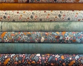 Acorn Hollow and Grunge Basics by Basic Grey - mini fabric bundle, 8 pieces