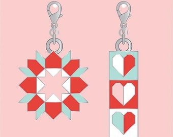 Enamel Zipper Pulls Charms Lighthearted by Camille Roskelley : Sew Cute,  Quilt Blocks, Hearts, Quilt Pink 