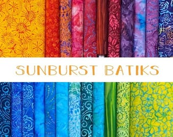 Sunburst Batiks Moda Cotton Fabric Bundle, 23 pieces