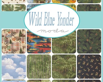 Moda Fabrics Wild Blue Yonder - outdoor wildlife nature quilting cotton fabric bundle - 15 pieces