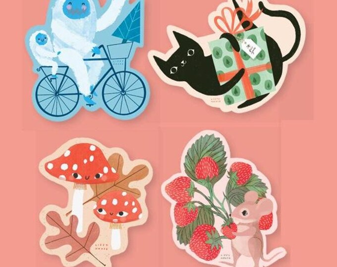 Lizzie House Sticker pack assortment - 4 Vinyl Die Cut stickers