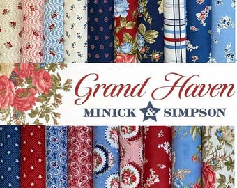 Grand Haven by Minnick & Simpson, Americana quilting fabric bundle, 19 pieces