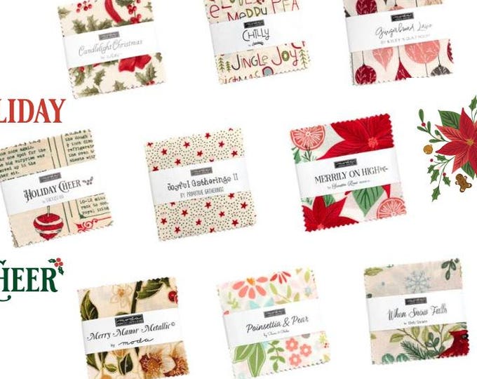 Moda Fabrics Christmas 2026 MINI CHARM Precuts 2 1/2-inch squares,  9 packs